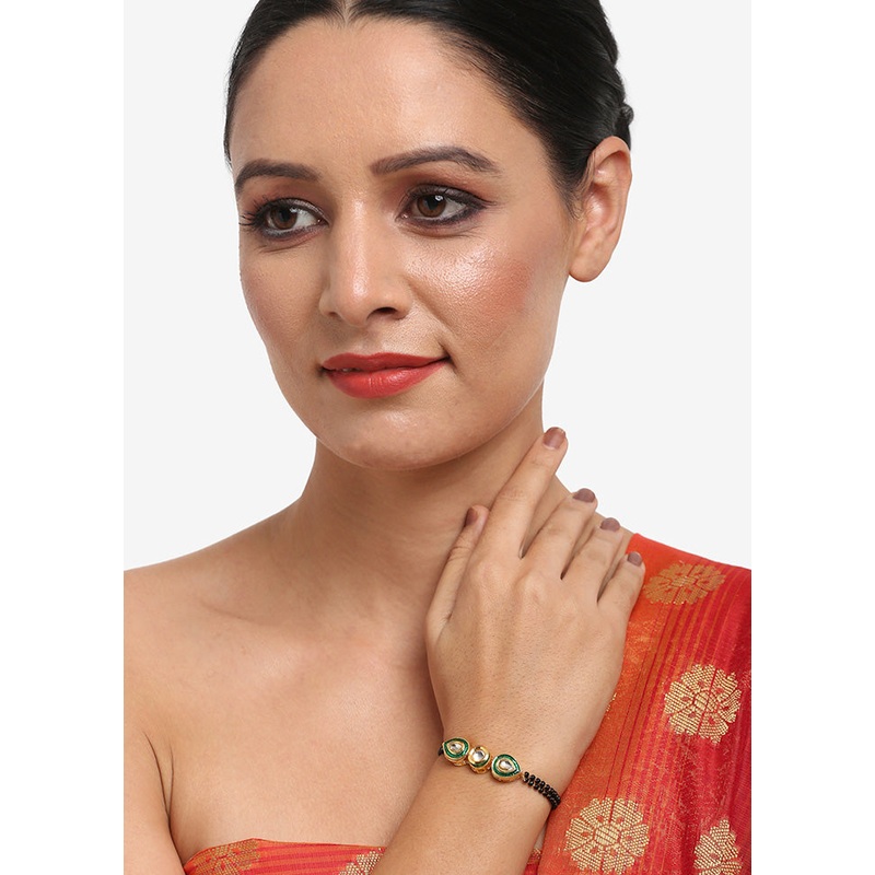 Gold Plated Kundan Mangalsutra Bracelet - JD986594713