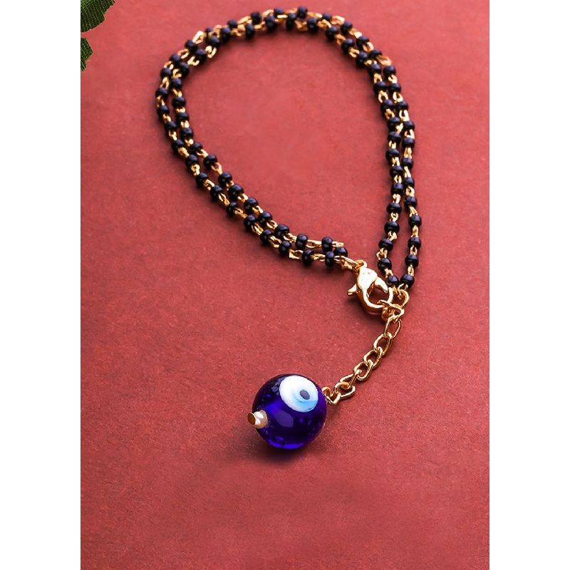Gold Plated Circular Eye Ball Designer Mangalsutra Bracelet - JD986594158