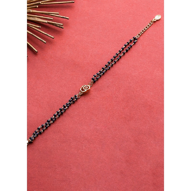 Gold Plated Daisy Floret Mangalsutra Bracelet - JD986594153
