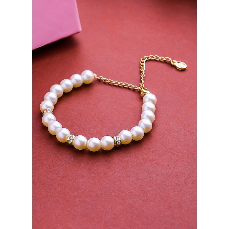 Gold Plated Glowing Pearl Bracelet - JD986594175