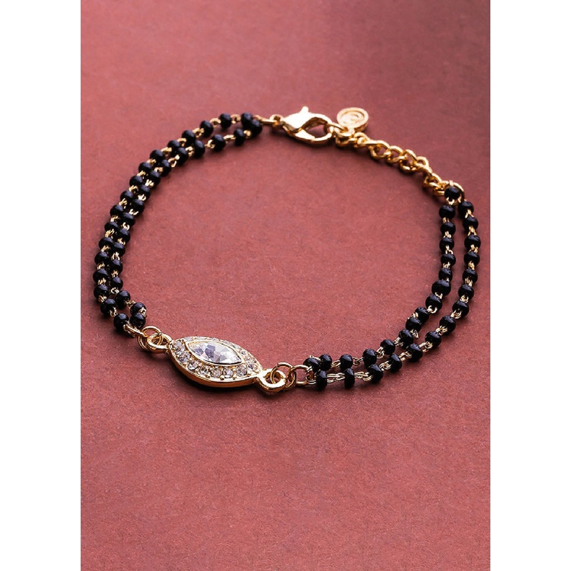 Gold Plated Radiance Evil Eye Shaped Mangalsutra Bracelet - JD986594157
