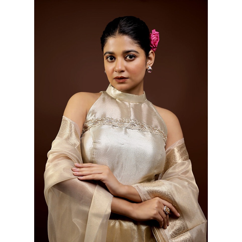 Gold Tissue Designer Blouse - JD986593859
