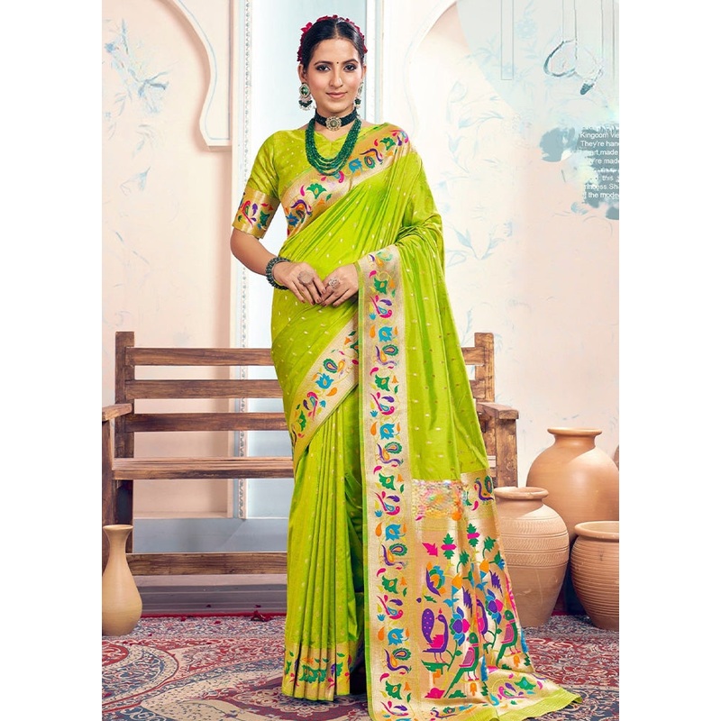 Lemon Spun Silk Saree With Blouse Piece - JD986593845