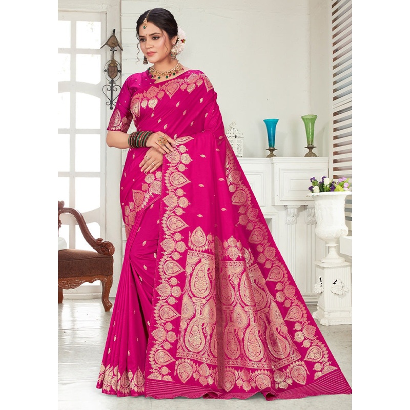 Purple Spun Silk Saree With Blouse Piece - JD986593841