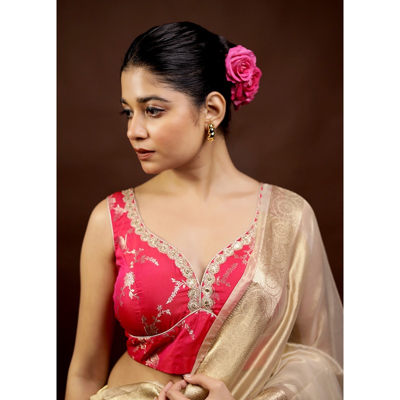 Rani Pink Brocade Designer Blouse - JD986593870