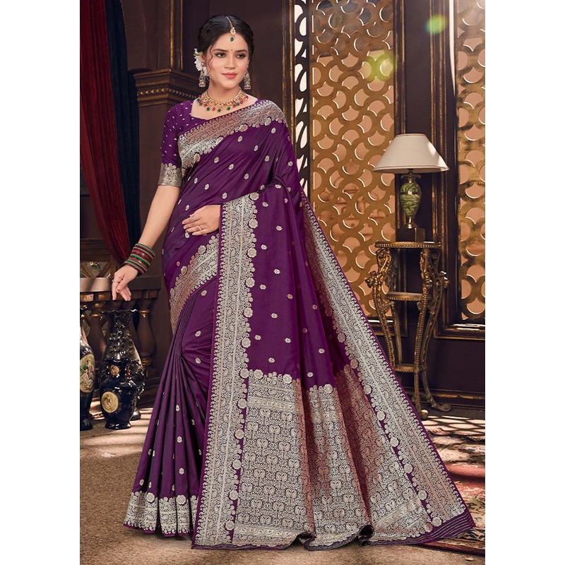 Wine Spun Silk Saree With Blouse Piece - JD986593838