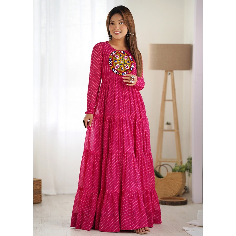 Pink Readymade Pure Georgette Indian Dress - JD986593772