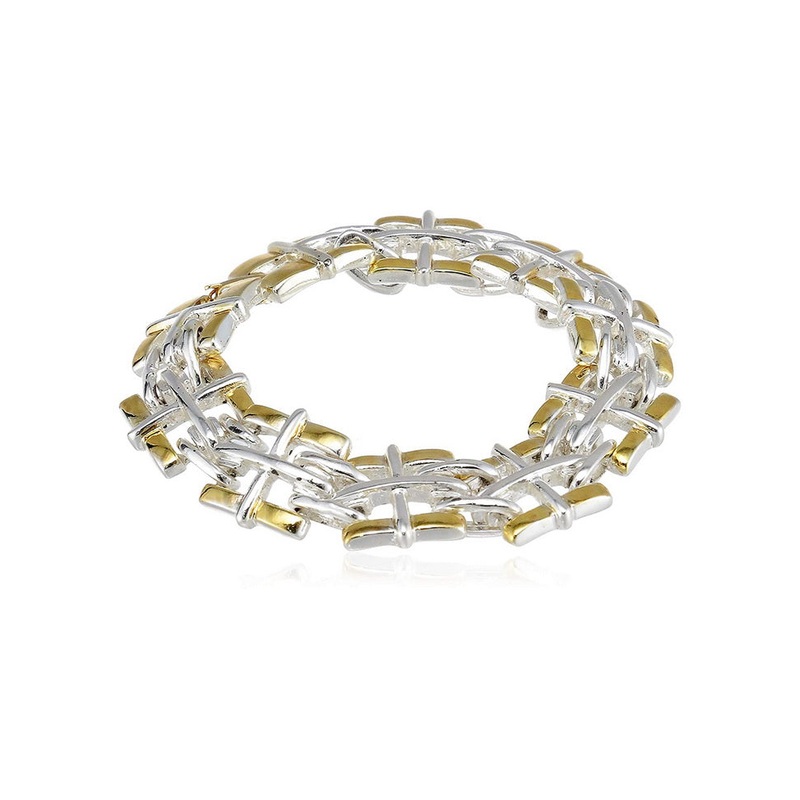 Estele Gold Broad Band Link Bracelet - JD986592951