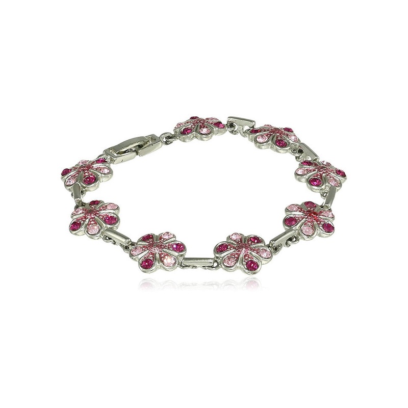 Estele Gold Plated Pink and White Crystal Bracelet - JD986593027
