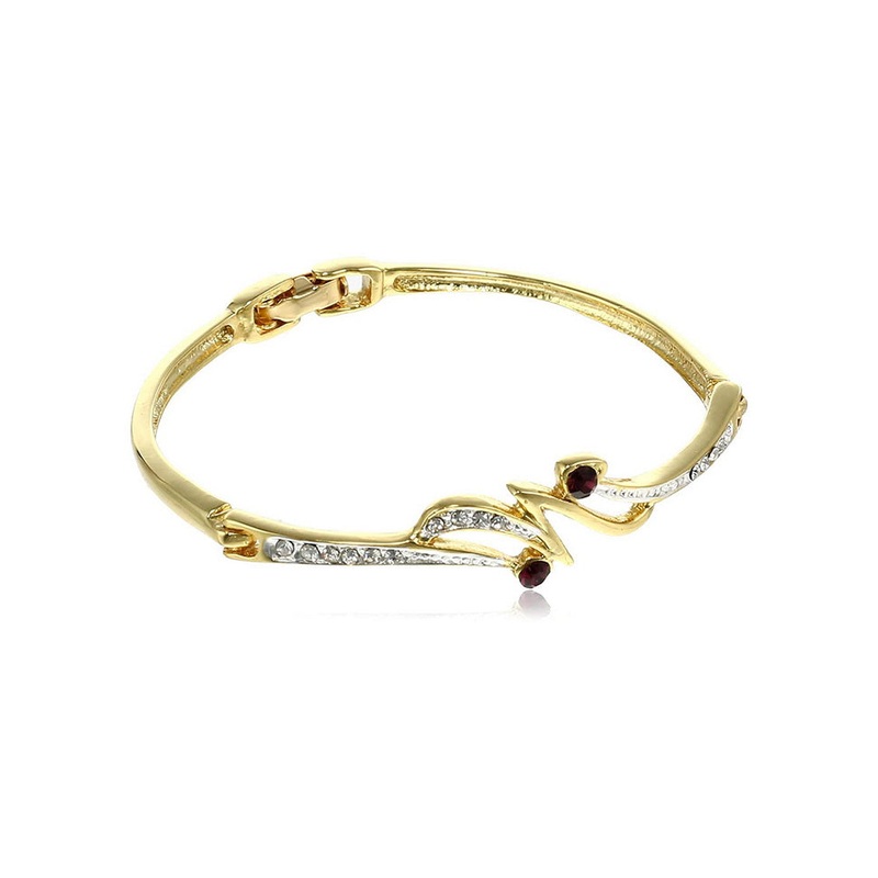 Estele Gold Plated Red Enamel Pearl Bracelet - JD986593006
