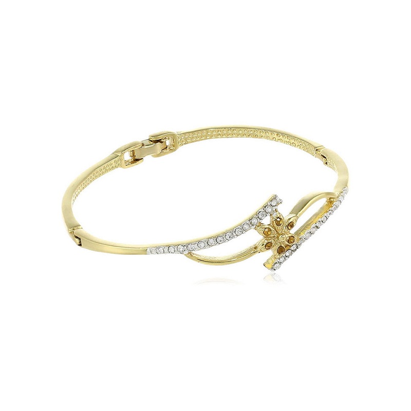 Estele Gold Plated Serrated Wave Cuff Bracelet - JD986593033
