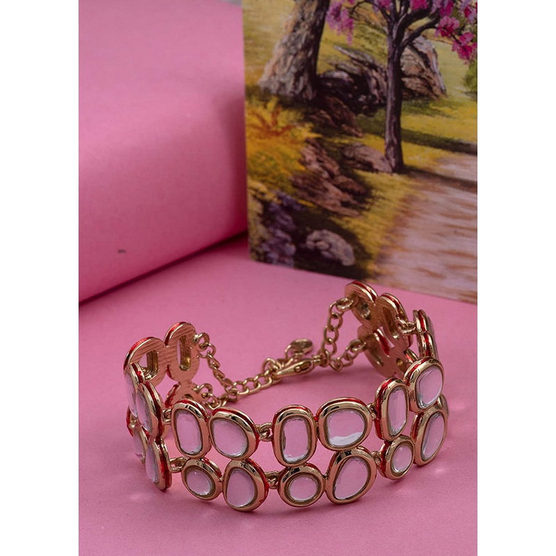 Estele Gold Tone Kundan Bracelet - JD986592938