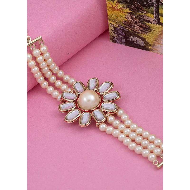 Estele Gold Tone Kundan Bracelet - JD986592939