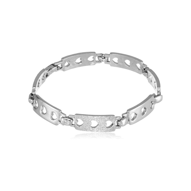 Estele Rhodium Plated Sloted Box Bracelet - JD986593088