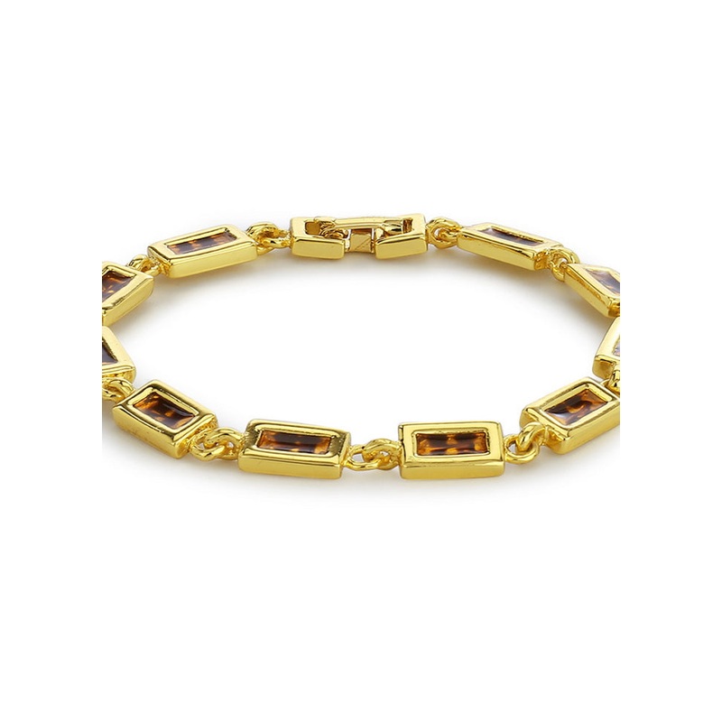 Estele Brown Stone Embedded Link Bracelet - JD986592909