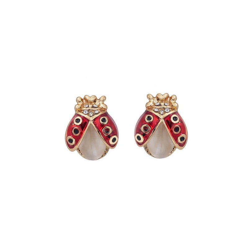 24 Kt Gold Plated Monalisa Lady Bug Stud Earrings - JD986592421