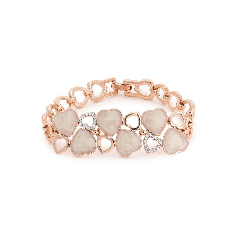 Estelle Grey Enamel With White Austrian Crystal Stone Bracelet - JD986591901