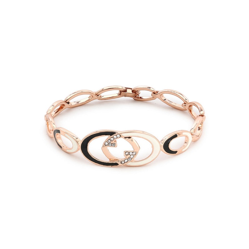 Estelle Rose Gold Black And White Enamel Bracelet - JD986591900