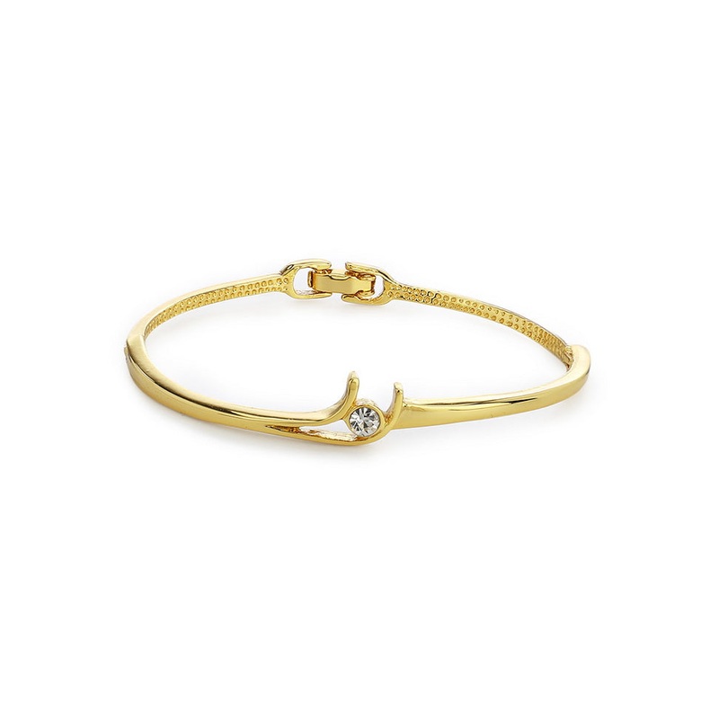 Estelle Gold Plated White Stone Bangle Bracelet For Womens - JD986591852