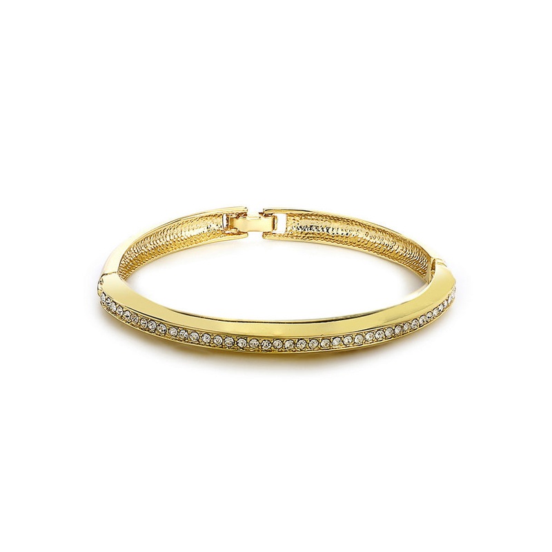 Estelle Gold Tone Plated White Stone Kaada Bracelet For Womens - JD986591857