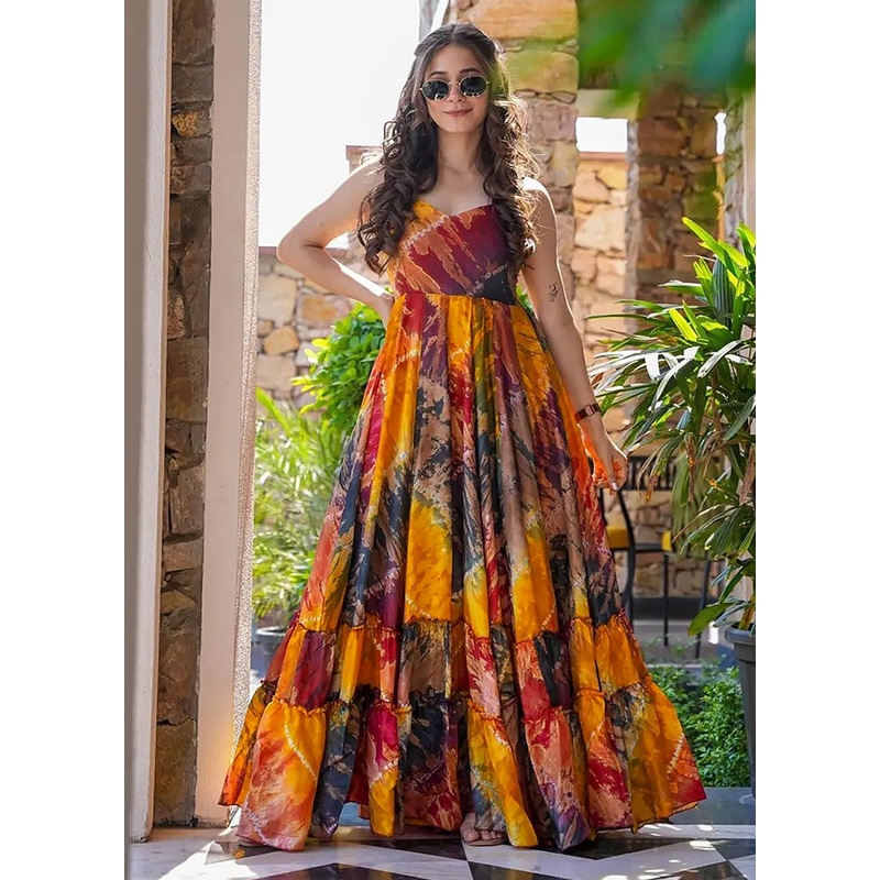Multicolor Readymade Rayon Indian Dress - JD986591668