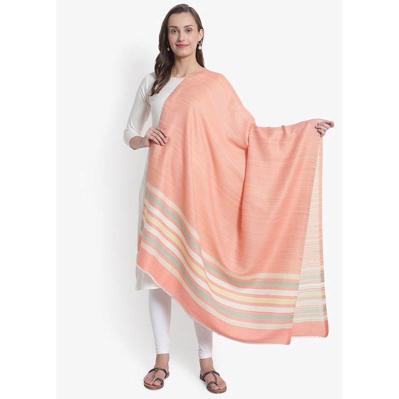 Peach Striped Woolen Shawl - JD986591687
