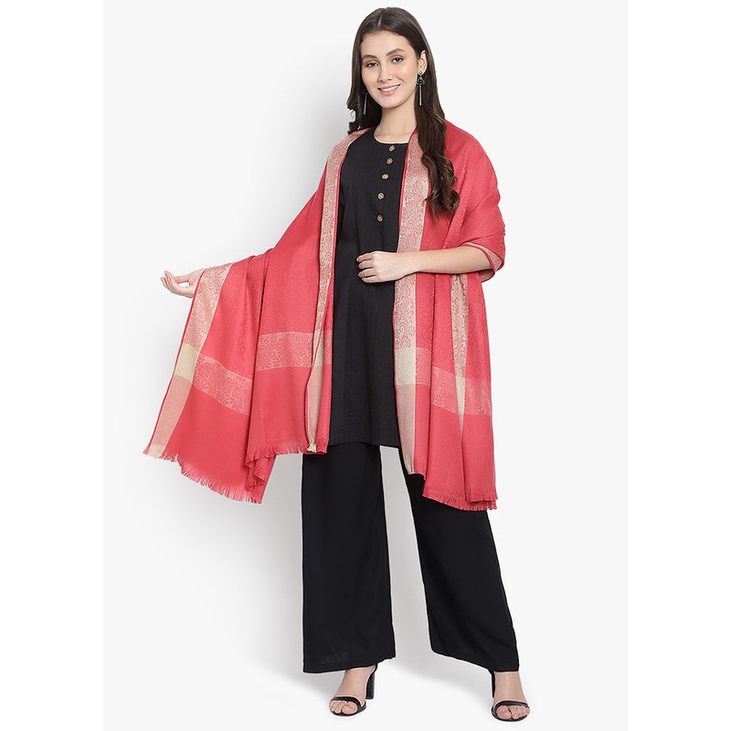 Pink Textured Woolen Shawl - JD986591690