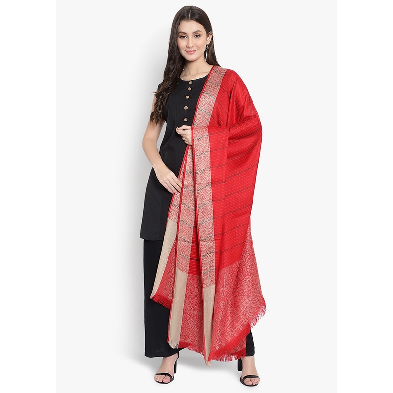 Red Striped Woolen Shawl - JD986591693
