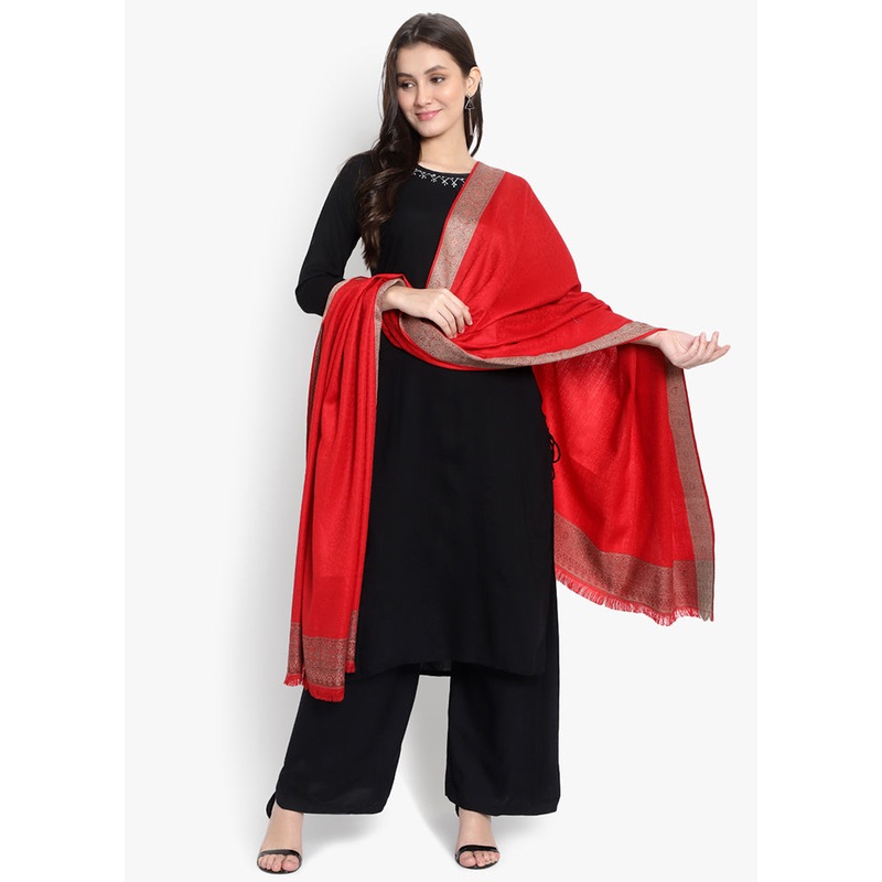 Red Woven Woolen Shawl - JD986591692