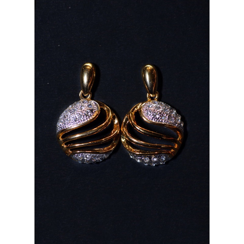 White Stone Golden Earrings Earrings - JD986591758