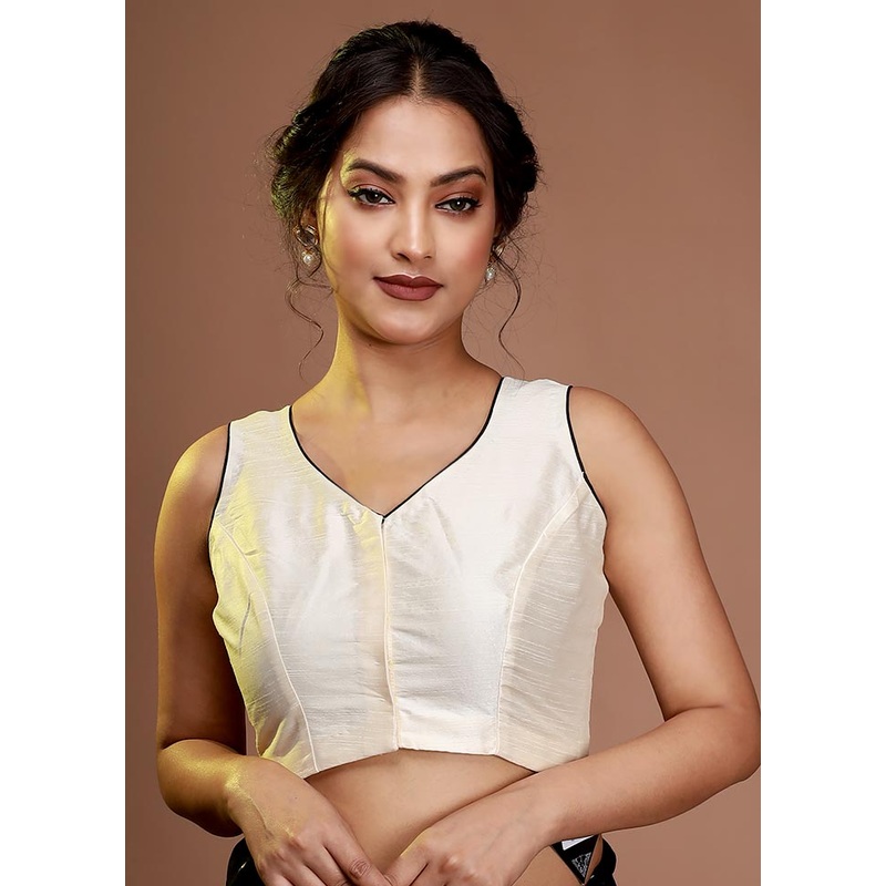 Cream Silk Designer Blouse - JD986591465
