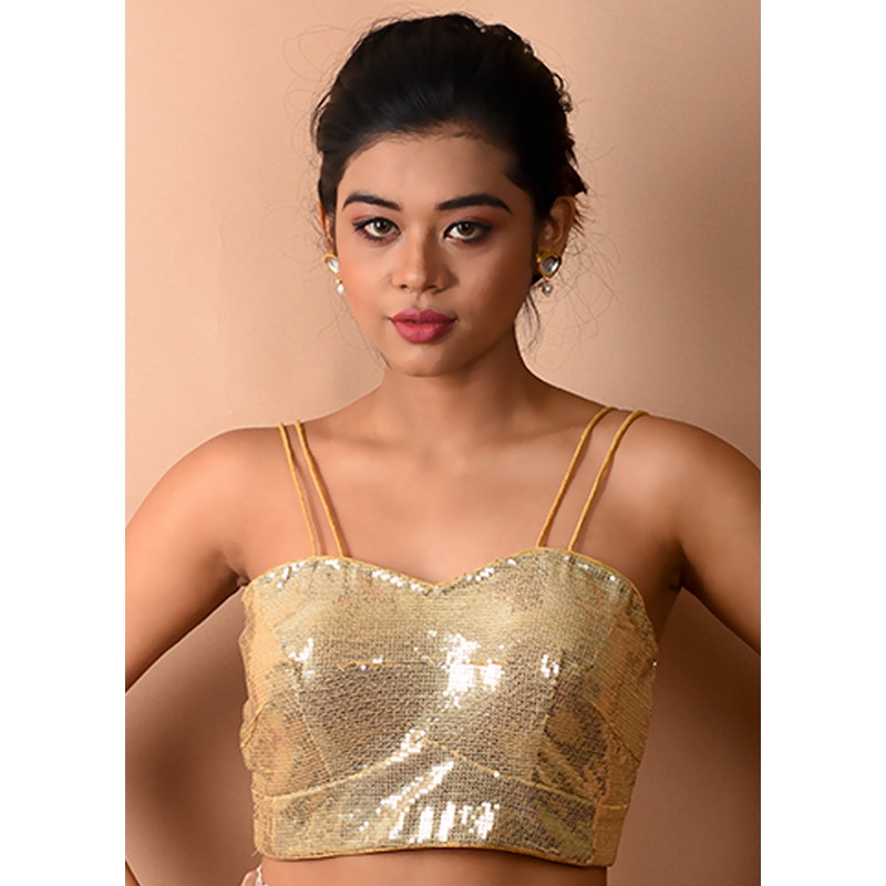 Gold Sequin Designer Blouse - JD986591473