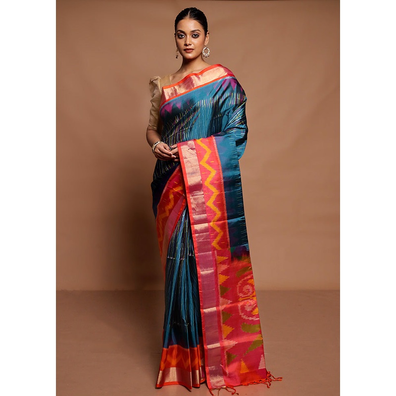 Green Handloom Kanchipuram Pure Silk Saree With Blouse Piece - JD986591611
