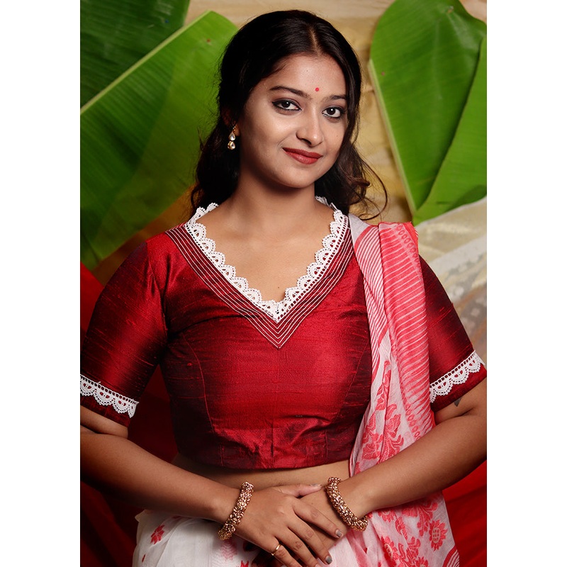 Maroon Silk Designer Blouse - JD986591451
