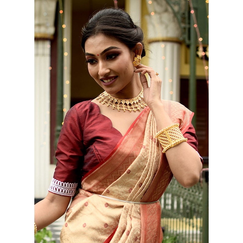 Maroon Silk Designer Blouse - JD986591456