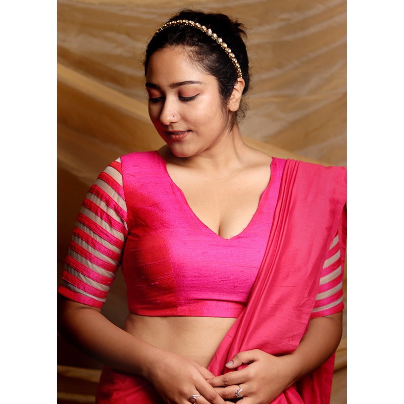 Pink Silk Designer Blouse - JD986591444