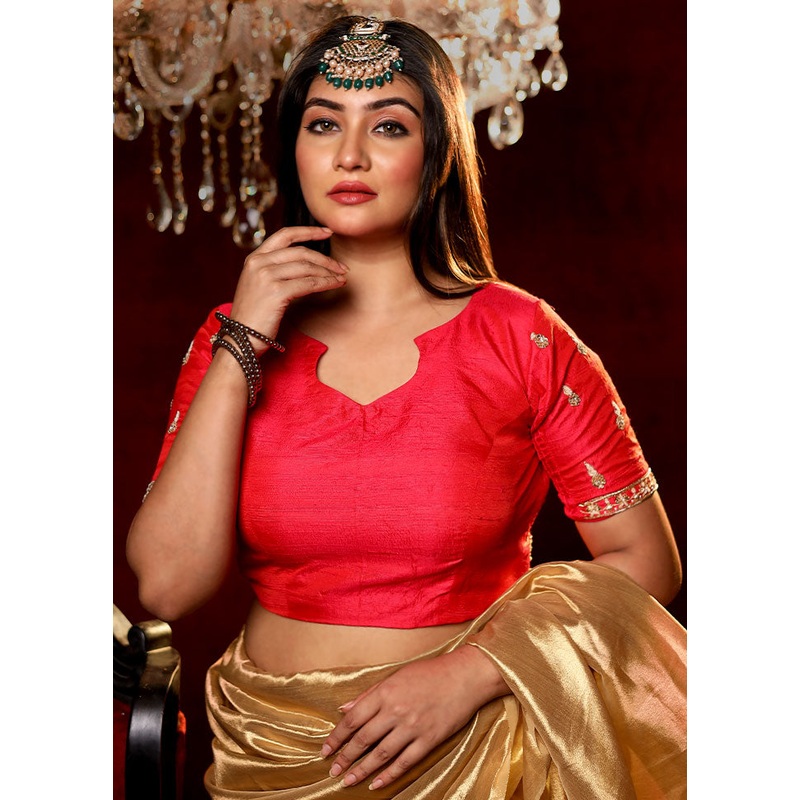 Pink Zardosi Work Silk Designer Blouse - JD986591434