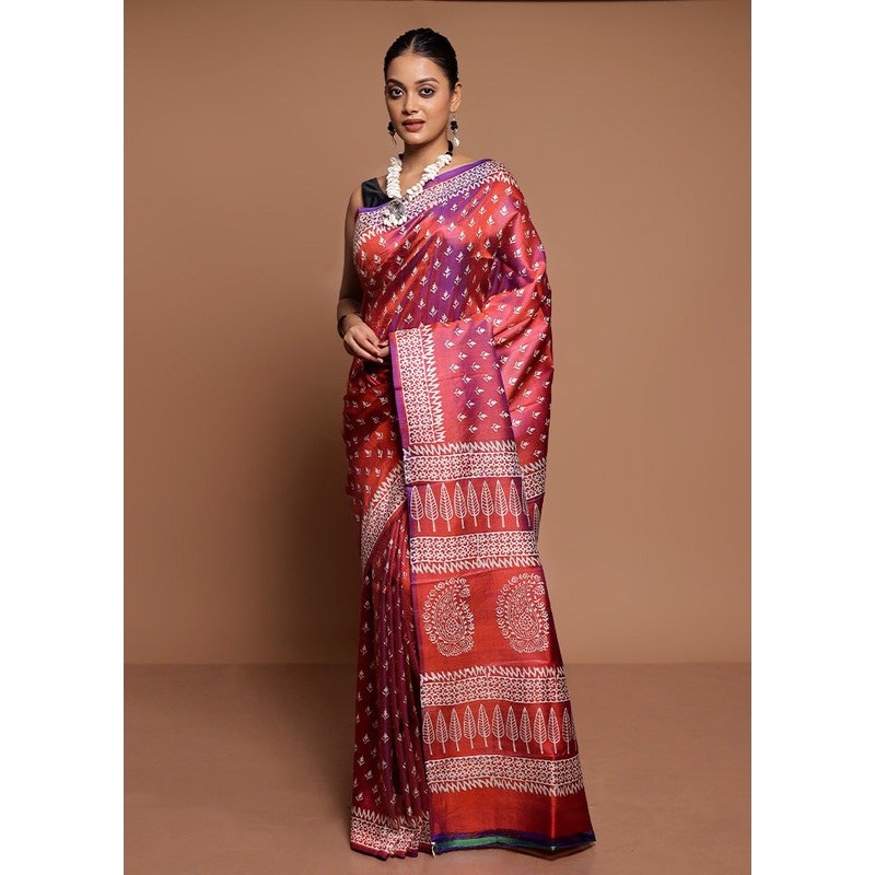 Purple Pure Bishnupuri Silk Saree Without Blouse Piece - JD986591581