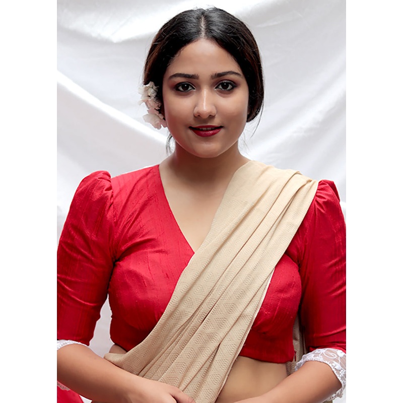 Red Silk Designer Blouse - JD986591438