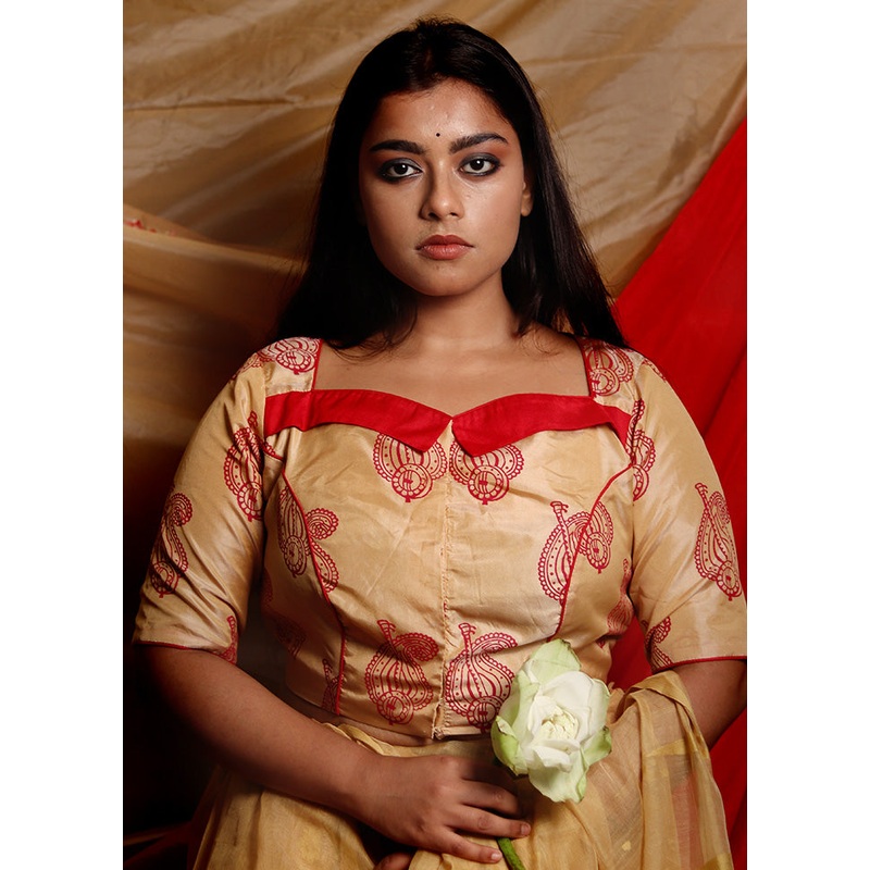Beige Silk Designer Blouse - JD986591419