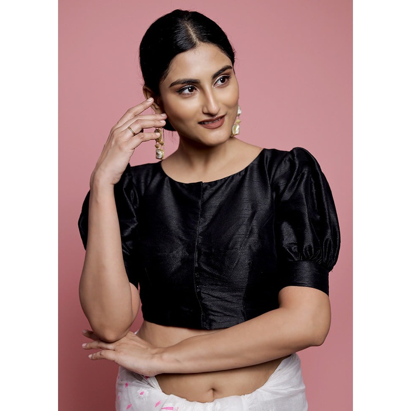 Black Dupion Silk Designer Blouse - JD986591346