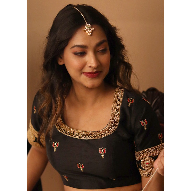 Black Silk Designer Blouse - JD986591331