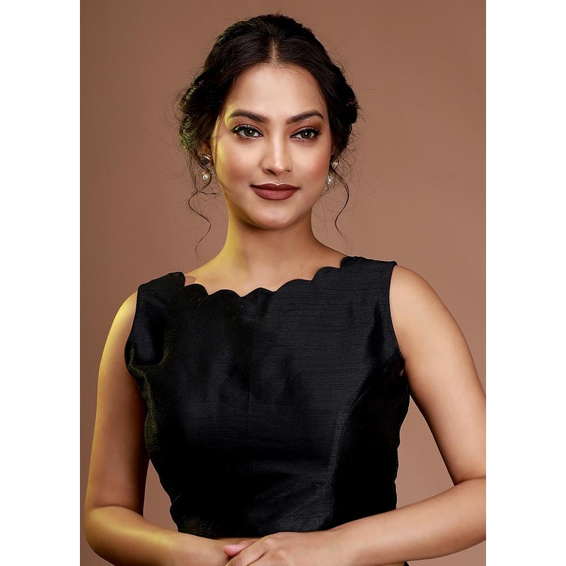 Black Silk Designer Blouse - JD986591374