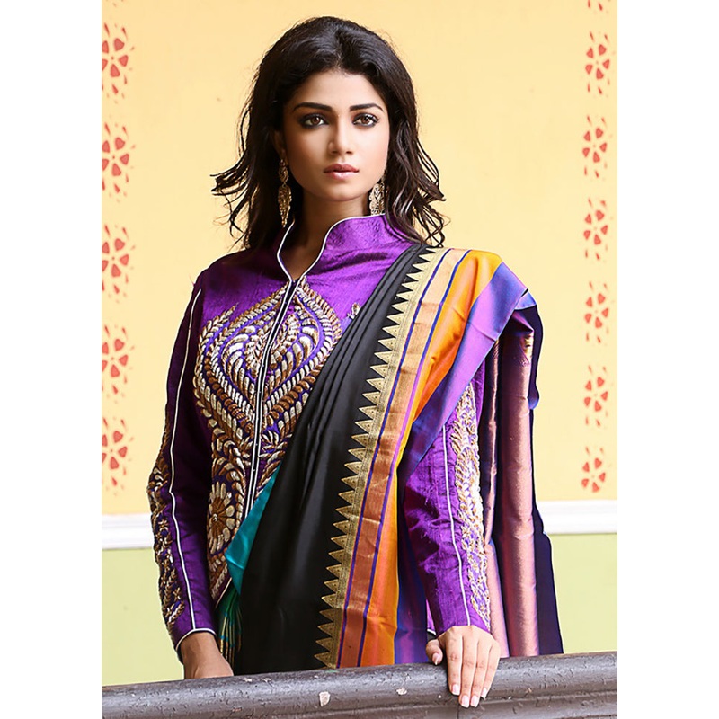 Blue Silk Designer Blouse - JD986591349