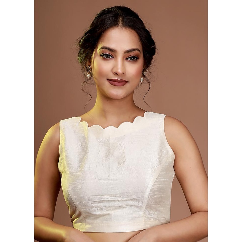 Cream Silk Designer Blouse - JD986591372