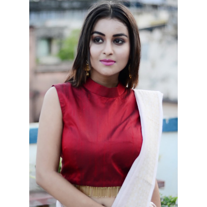 Maroon Silk Designer Blouse - JD986591347