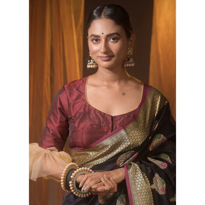 Maroon Silk Designer Blouse - JD986591390