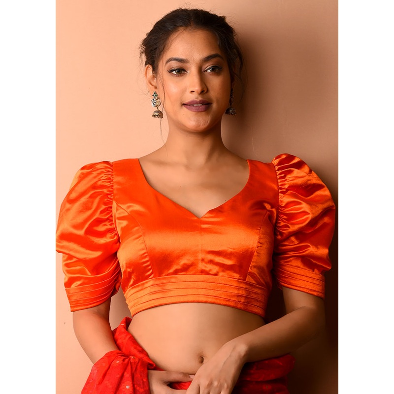 Orange Silk Designer Blouse - JD986591386