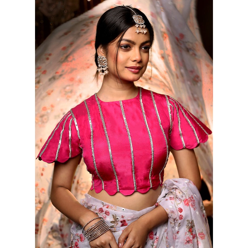 Pink Lace Work Silk Designer Blouse - JD986591338
