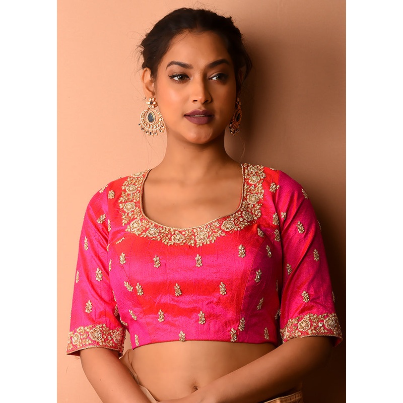 Pink Silk Designer Blouse - JD986591397